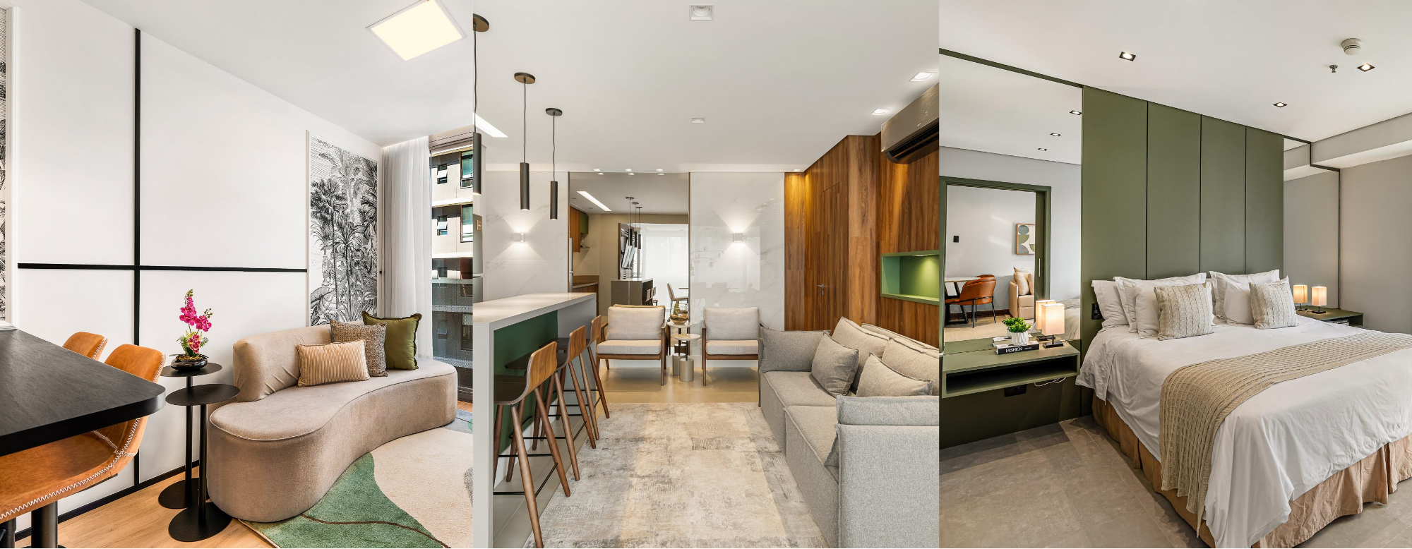 Interior moderno de apartamento com design contemporâneo